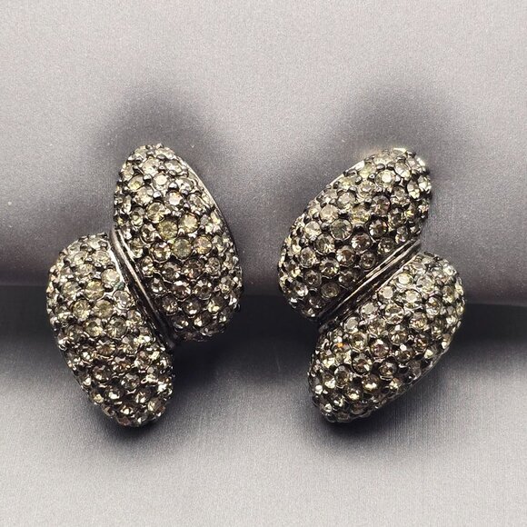 Joan Rivers Jewelry - VTG Joan Rivers Crystal Clip-On Earrings Silver Tone Signed Designer Jewelry